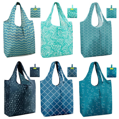 BeeGreen Christmas Reusable Gift Bags,6 Pack Large Holiday Tote Foldable Cloth Bag for Women, Cute Grocery Storage for Xmas Gifts Market Shopping, Washable Collapsible Reusable Bags with Handles​