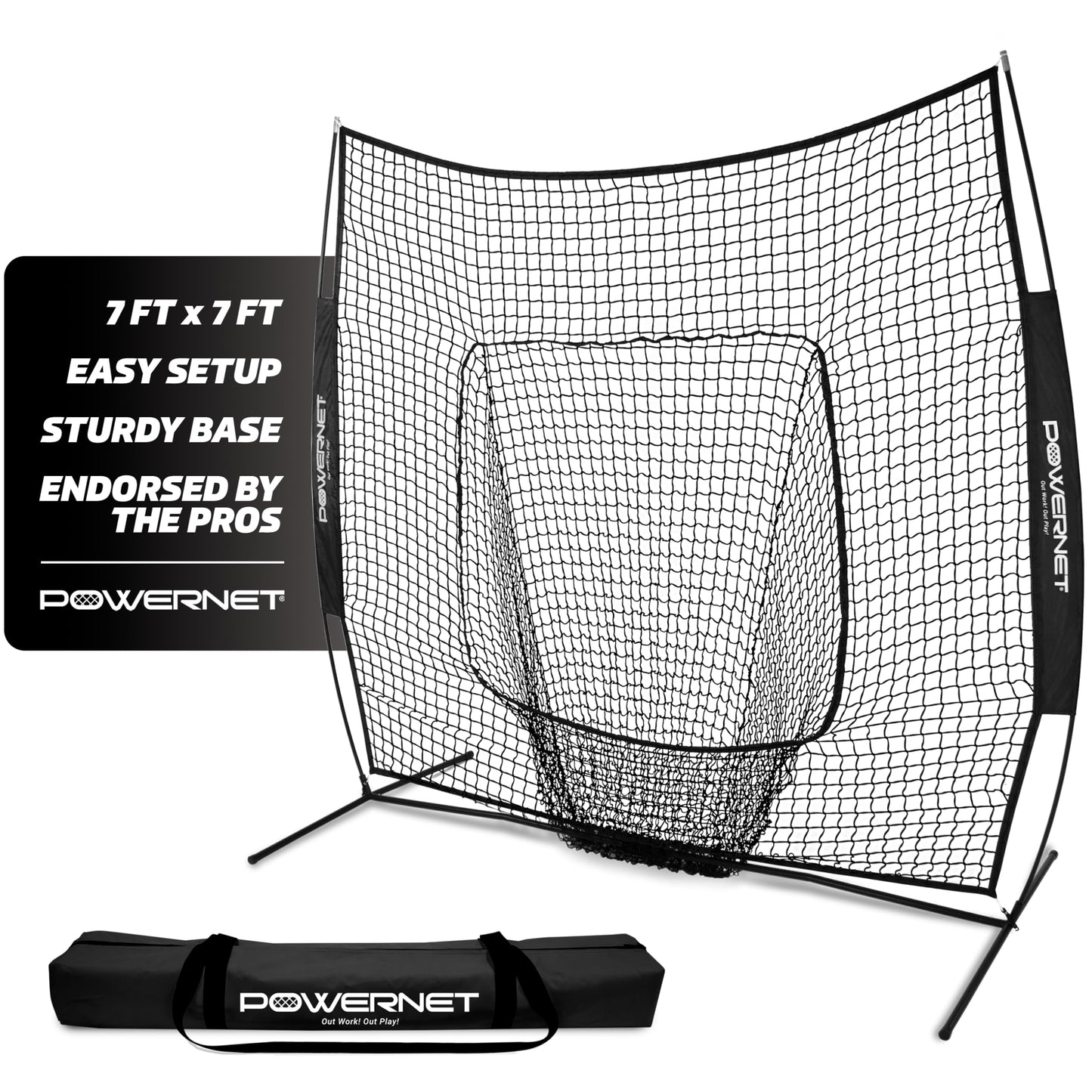 PowerNet Baseball Softball Practice Net 7x7 with Baseball Accessories for Practice Pitching, Batting & Fielding, Ball Caddy, Weighted Baseballs, Tee