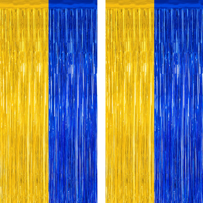 2 Pack Halloween Backdrop, 3.28 FT x 7.05 FT Foil Fringe Curtains, Orange Purple Black Party Streamer Tinsel Backdrop Curtains, Halloween Decorations Door Decor Photo Props Party Supplies