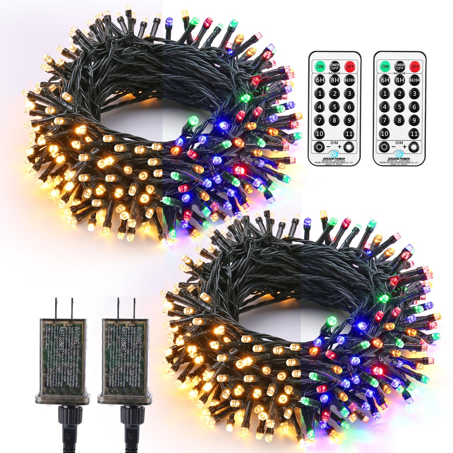 Brizled Christmas Lights, 344.16ft 1000 LED Color Changing Christmas String Lights with Remote, 11 Modes Xmas Tree Light Warm White & Multicolor Xmas Light Green Wire for Home Wedding Party