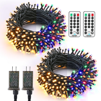 Brizled Christmas Lights, 344.16ft 1000 LED Color Changing Christmas String Lights with Remote, 11 Modes Xmas Tree Light Warm White & Multicolor Xmas Light Green Wire for Home Wedding Party