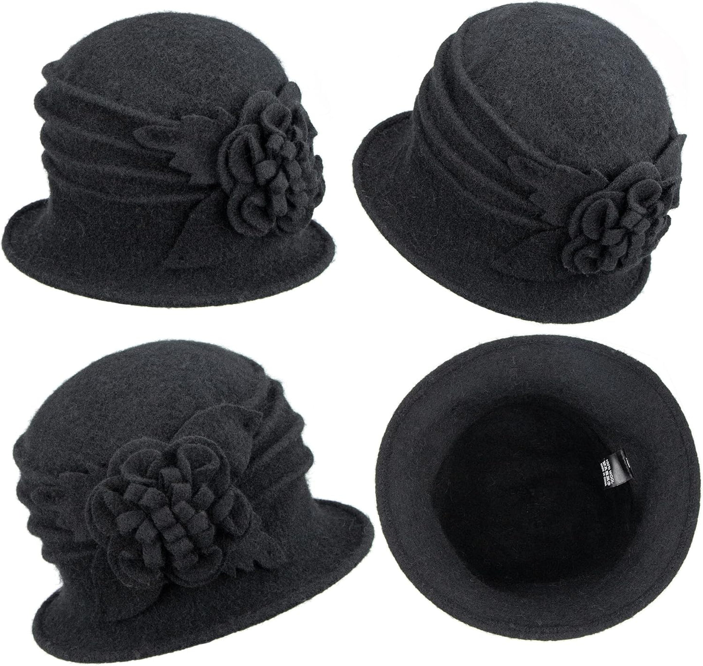 Round Cloche Hat for Women Vintage Wool 1920s Cloche Winter Hat