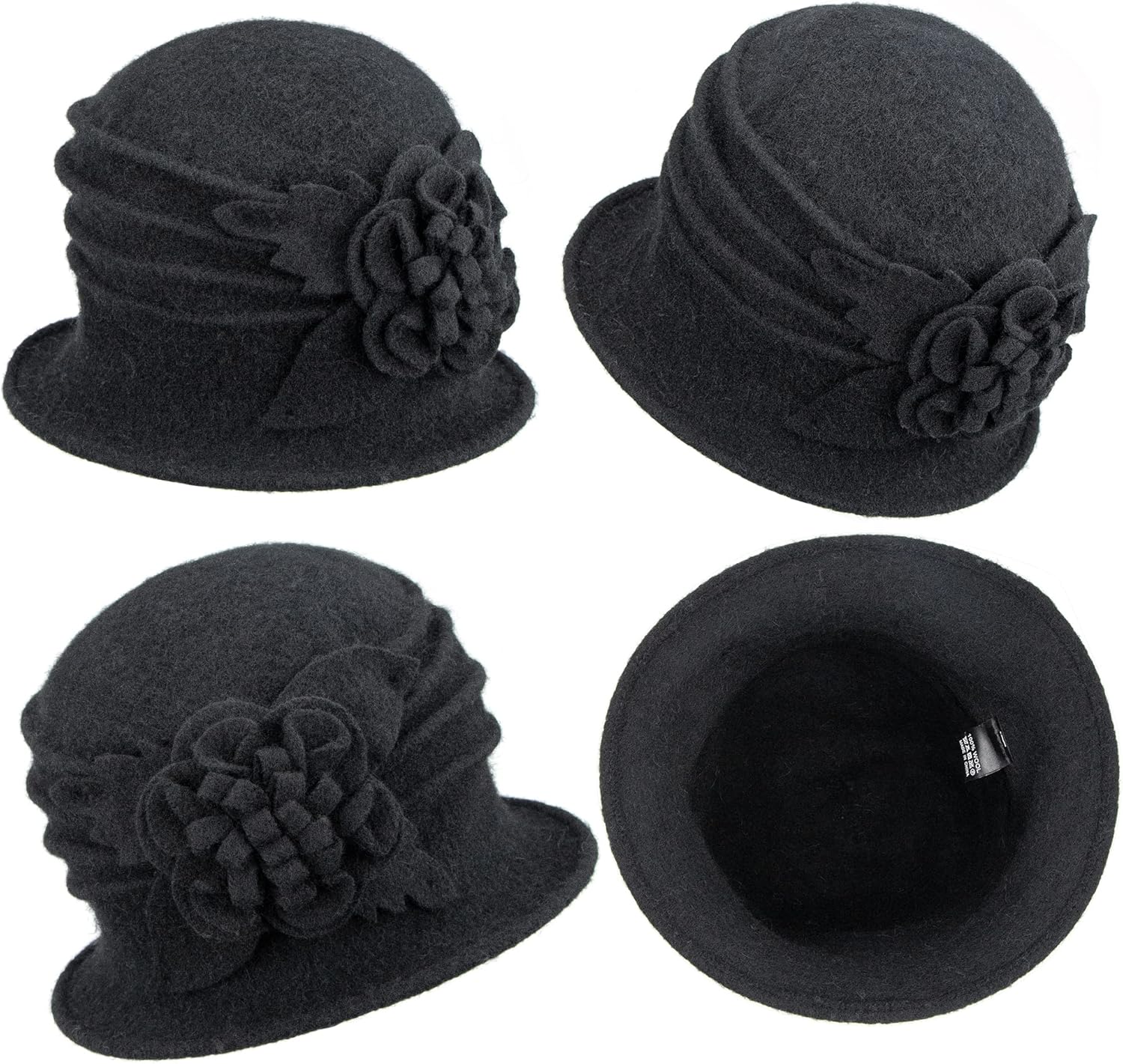 Round Cloche Hat for Women Vintage Wool 1920s Cloche Winter Hat