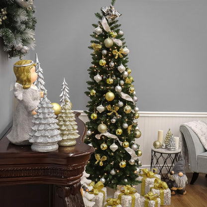 National Tree Company 6 ft Unlit Kingswood Fir Slim Artificial Christmas Tree, 629 Tips, Includes Stand, Green
