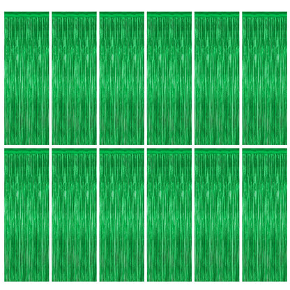 2 Pack Halloween Backdrop, 3.28 FT x 7.05 FT Foil Fringe Curtains, Orange Purple Black Party Streamer Tinsel Backdrop Curtains, Halloween Decorations Door Decor Photo Props Party Supplies