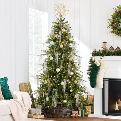 Best Choice Products Full Aspen Christmas Tree, 6ft Pre-lit Realistic Noble Fir w/ 450 Glowing Micro LED Lights, 2-in-1 White & Multicolor