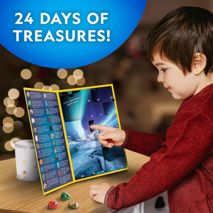 NATIONAL GEOGRAPHIC Gemstone Advent Calendar - 2025 Christmas Countdown Calendar for Kids with 24 Gems to Open Each Day, Complete Rock Collection with Mini Gemstone Dig Kit