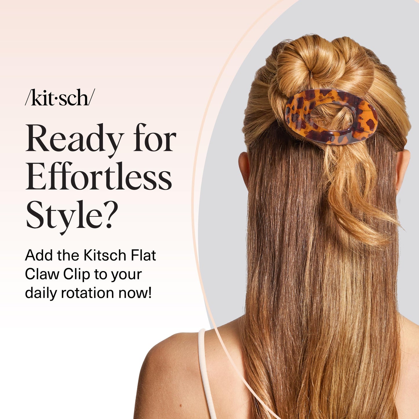 Kitsch Medium Flat Claw Clips for Women - Stylish Flat Hair Clips, Strong Hold for Thick & Fine Hair | Non-Slip for Secure, Comfortable All-Day Wear | Ideal Gifts for Women - Tortoise Design