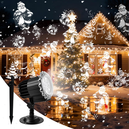 Christmas Snow Projector Lights, Dynamic Rotating Snowflake Projection Light Outdoor, IP65 LED Snow Spotlight Lightning for Halloween Xmas New Year Party Wedding Holiday Garden Decor