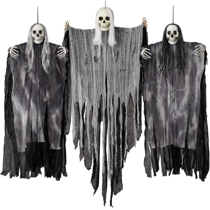 JOYIN 3 Pack Hanging Halloween Skeleton Ghosts Decorations, Grim Reapers for Best Halloween Outdoor Decorations