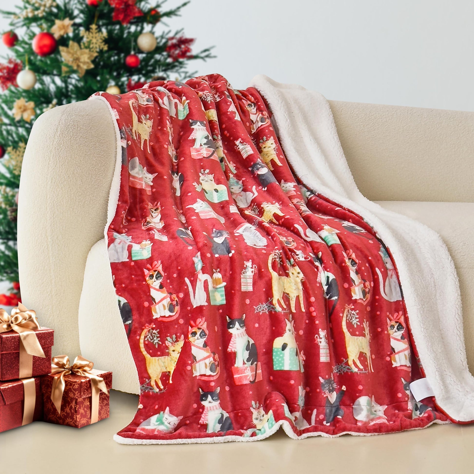 Elegant Comfort Reversible and Ultra-Plush Flannel Fleece-Winter Christmas Sherpa Throw- Lightweight Soft and Cozy-Holiday Decorative Throw, Perfect for Lounging, 50 x 60 inches, Emerald Green Deer