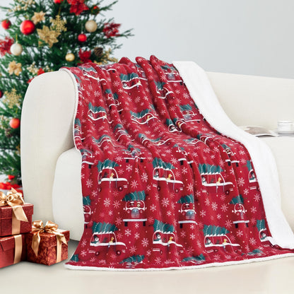 Elegant Comfort Reversible and Ultra-Plush Flannel Fleece-Winter Christmas Sherpa Throw- Lightweight Soft and Cozy-Holiday Decorative Throw, Perfect for Lounging, 50 x 60 inches, Emerald Green Deer