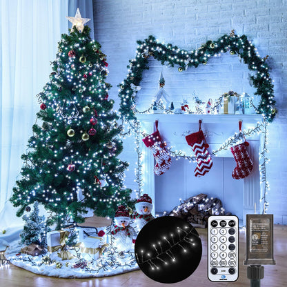 Cluster-Lights-Christmas-Tree-Lights-Outdoor, 1000 LED 50 Ft Christmas Firecrackers String Lights, 12 Modes Timer Remote Waterproof Plug in Twinkle Fairy Lights for Xmas Tree Garland Window Party