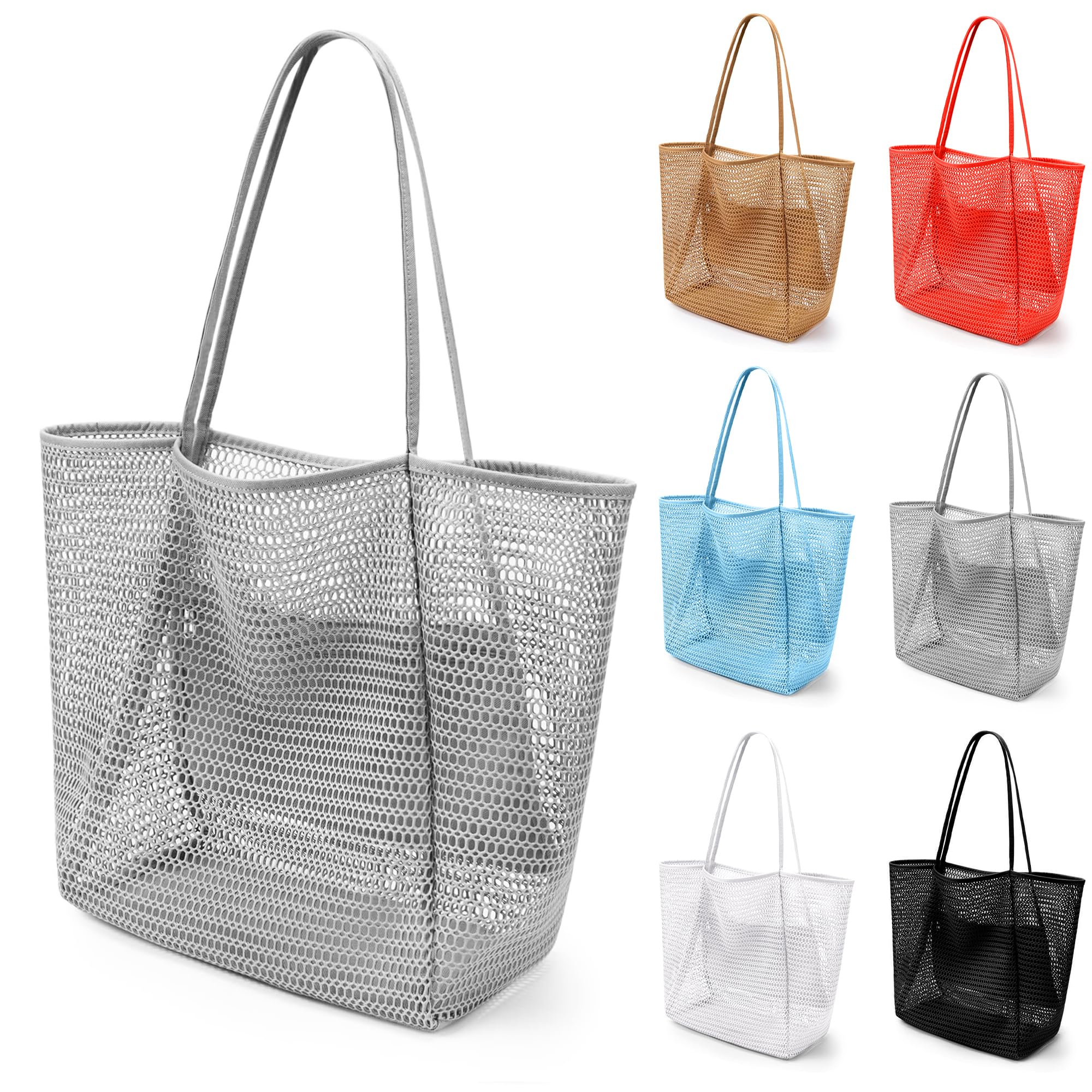 VOROLO Mesh Tote Beach Bag,Women Fairycore Hobo Bag,Shoulder Bag,Soft Summer Casual Crochet Bags