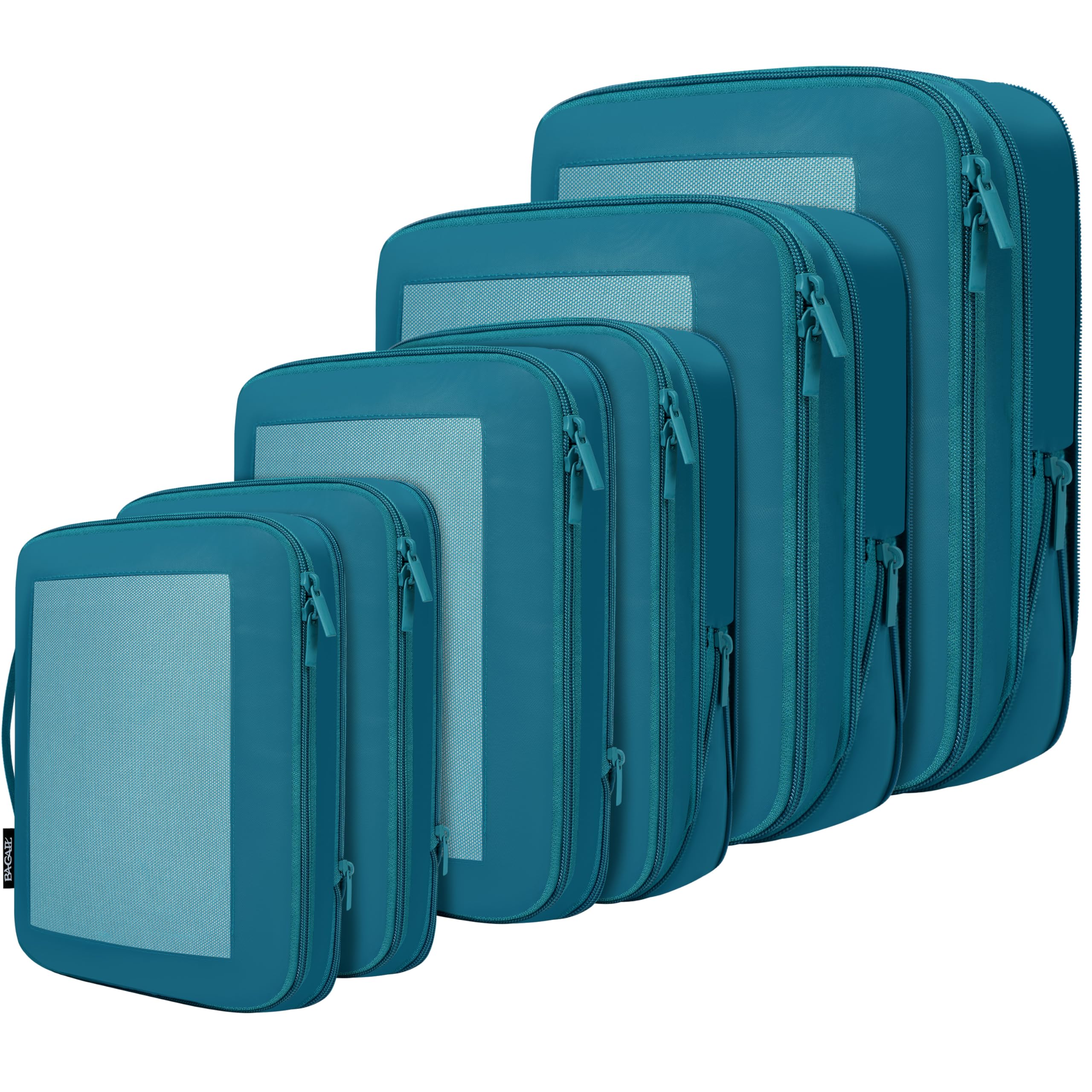 BAGAIL 4 Set/6 Set/8 Set Compression Packing Cubes Travel Accessories Expandable Packing Organizers (Half Mesh, 6-Black)