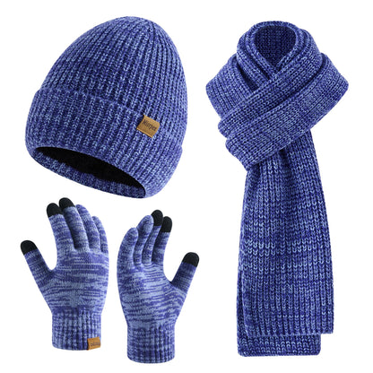 Mens Winter Beanie Hat Touchscreen Gloves Long Scarf 3 Set with Warm Fleece Lined Knit Cap Scarves for Men Women
