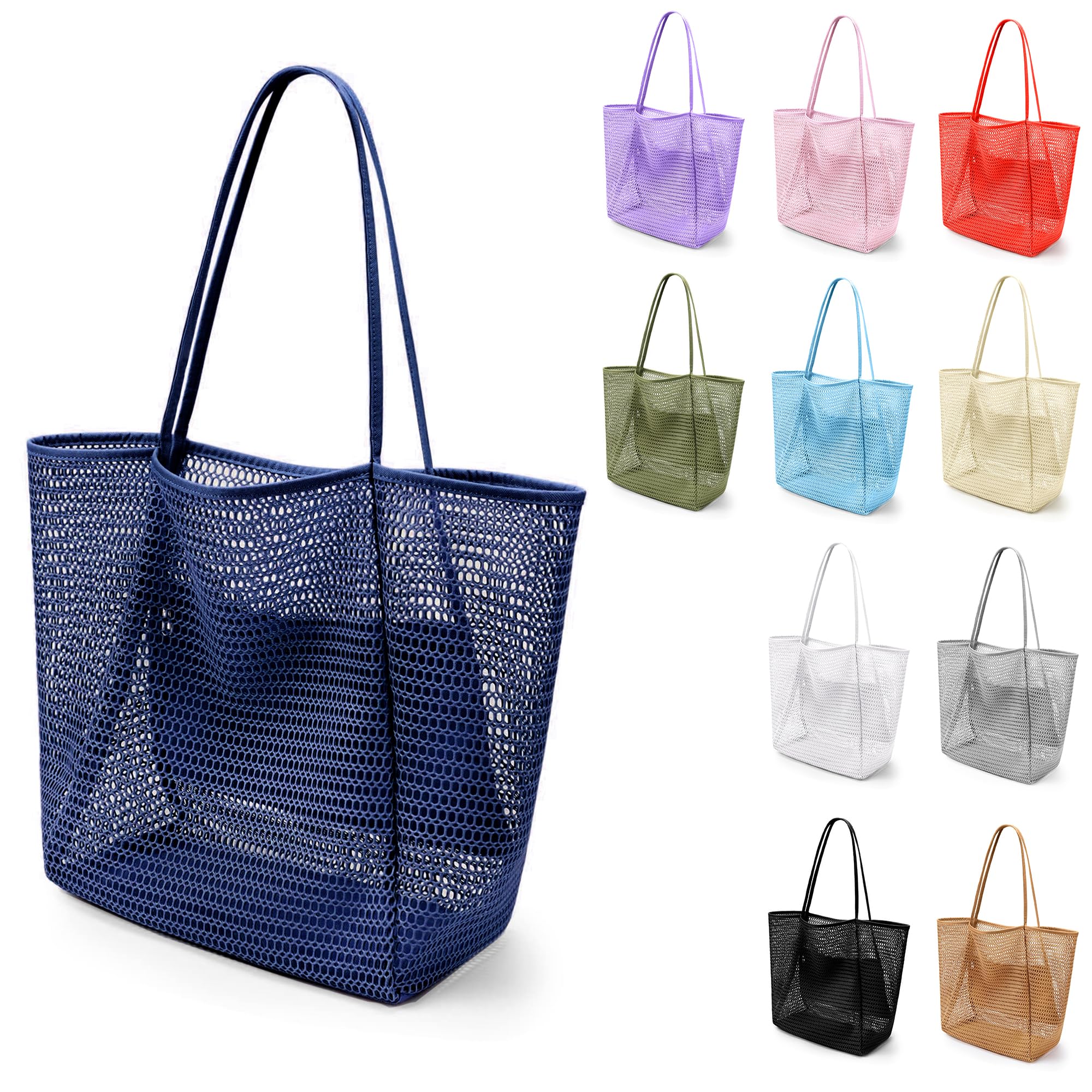 VOROLO Mesh Tote Beach Bag,Women Fairycore Hobo Bag,Shoulder Bag,Soft Summer Casual Crochet Bags