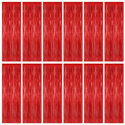 2 Pack Halloween Backdrop, 3.28 FT x 7.05 FT Foil Fringe Curtains, Orange Purple Black Party Streamer Tinsel Backdrop Curtains, Halloween Decorations Door Decor Photo Props Party Supplies