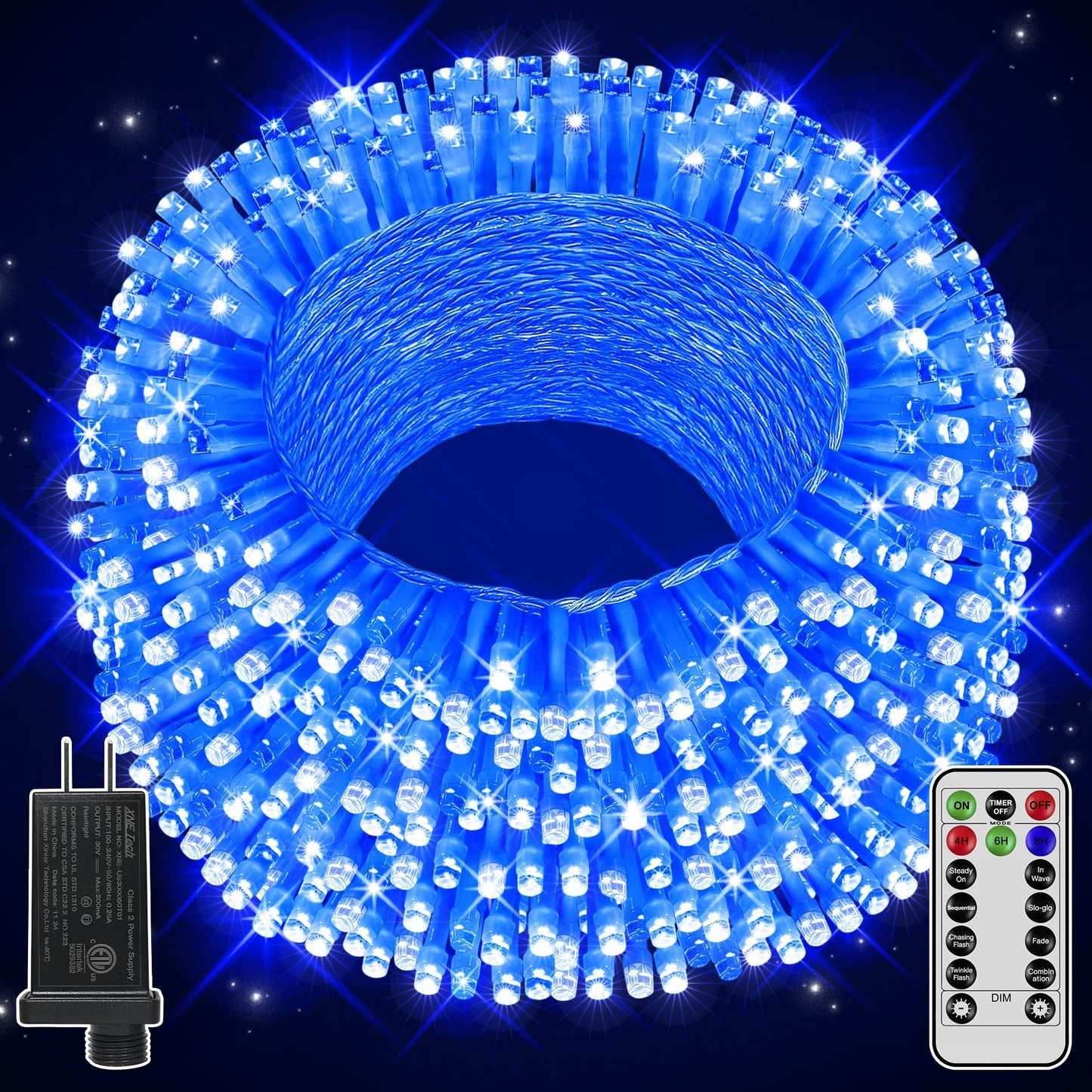 328FT 1000 LED Christmas Lights Outdoor Waterproof, Timer & Memory Function, 8 Modes Warm White String Lights Plug in Twinkle Lights for Xmas Tree Holiday Garden Party Decor