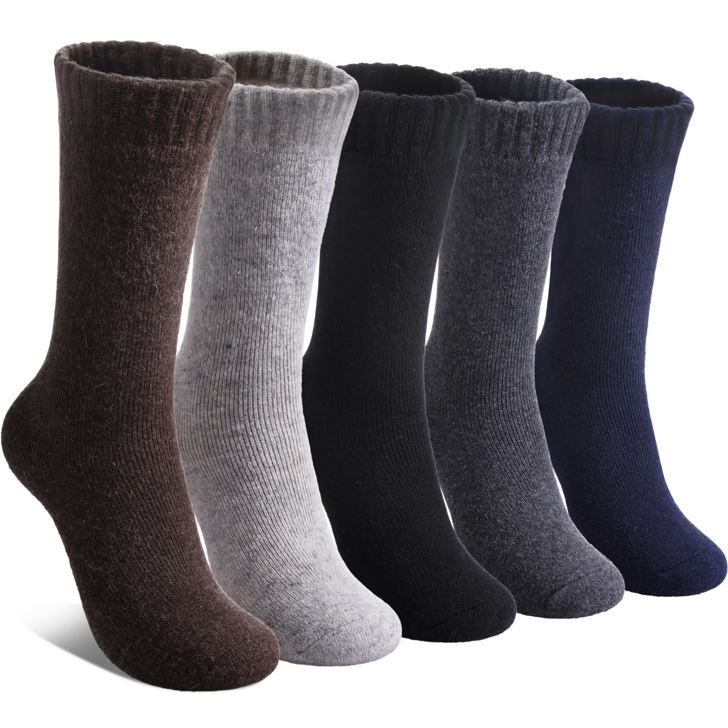LINEMIN Wool Socks for Women Winter Warm Hiking Thick Warm Cozy Boot Crew Gift Socks 5 Pairs