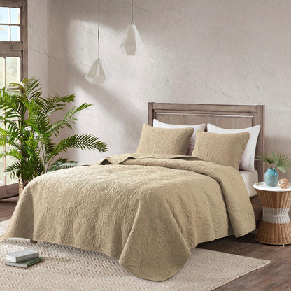 ROARINGWILD Ivory Queen Size Quilt Bedding Sets with 2 Pillow Shams, Full Cream Lightweight Soft Bedspread Coverlet, Thin Comforter Bed Cover for All Season, 3 Pieces, 90x90 inches