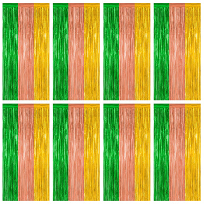 2 Pack Halloween Backdrop, 3.28 FT x 7.05 FT Foil Fringe Curtains, Orange Purple Black Party Streamer Tinsel Backdrop Curtains, Halloween Decorations Door Decor Photo Props Party Supplies