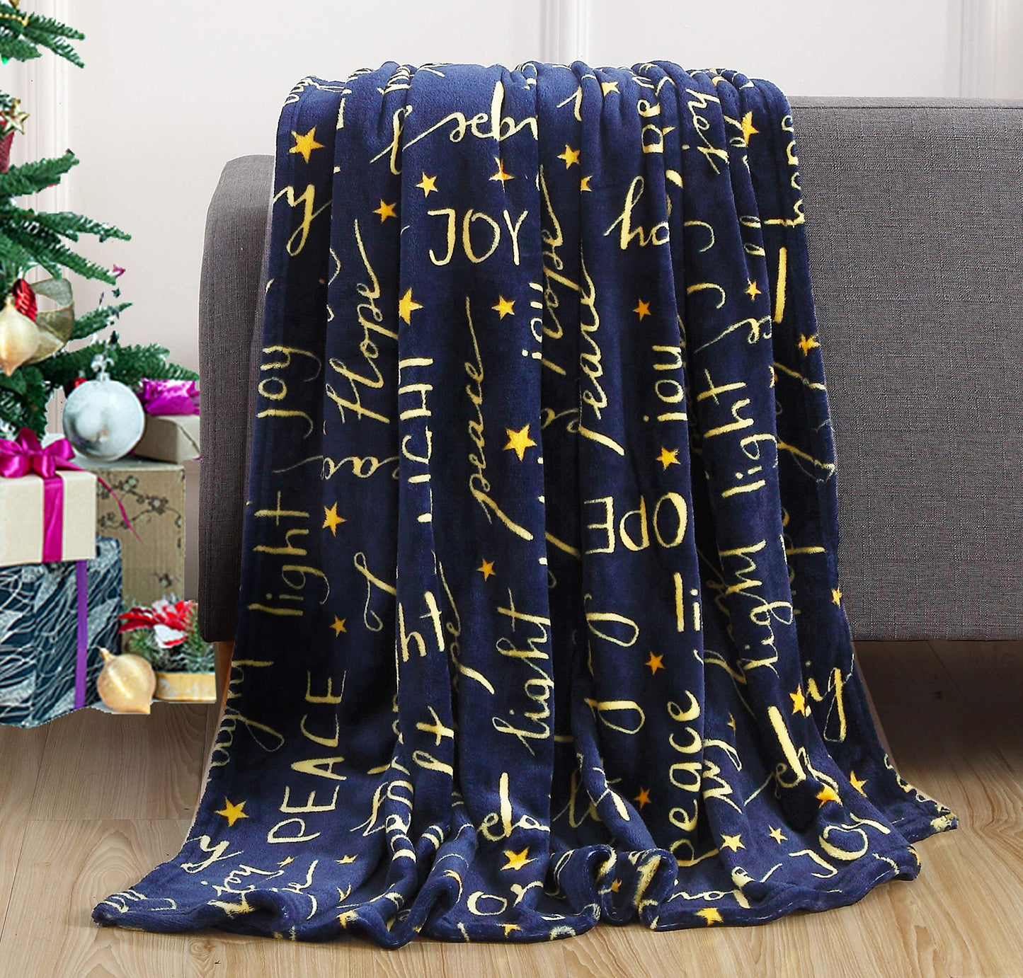 Elegant Comfort Luxury Velvet Super Soft Christmas Prints Fleece Blanket-Holiday Theme Home Décor Fuzzy Warm and Cozy Throws for Winter Bedding, Couch and Gift, 50 x 60 inch, Burgundy Reindeer