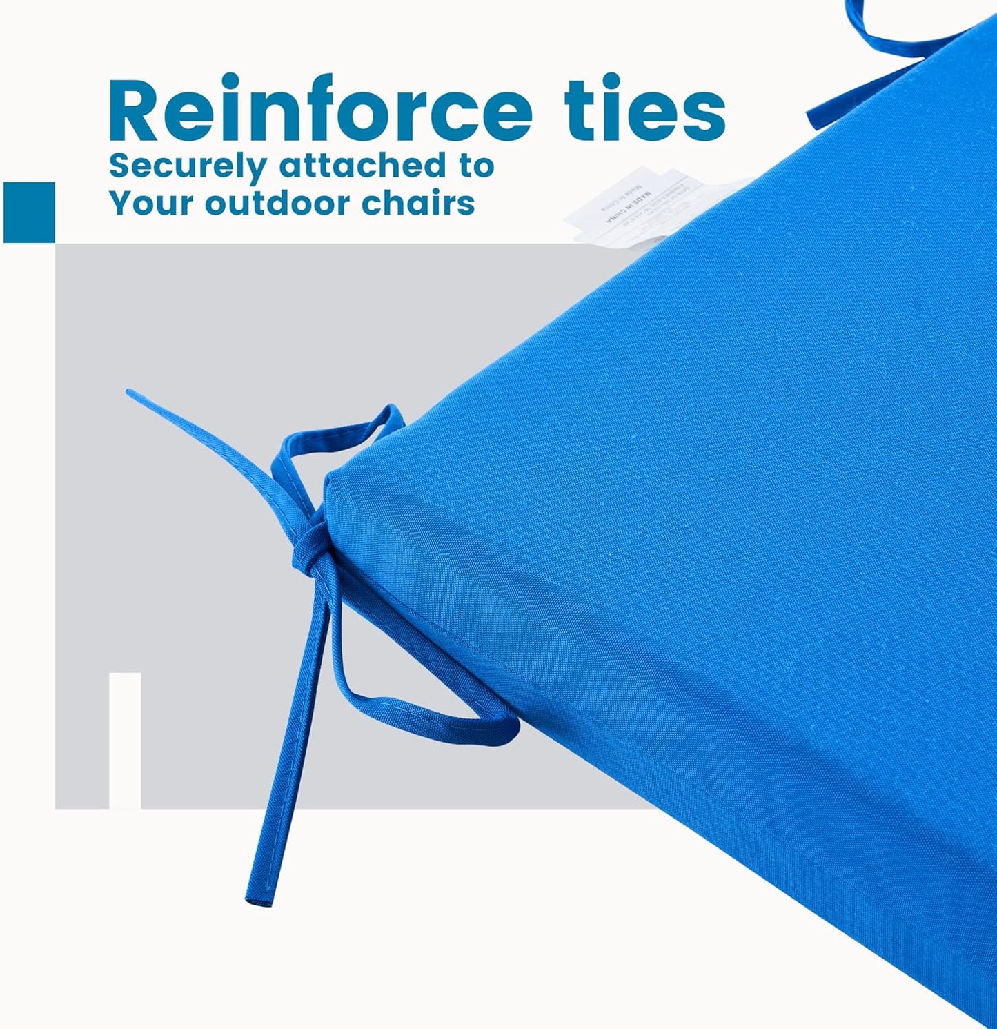 ARTPLAN Outdoor/Indoor Chair Pads,Patio Dining Chair Cushions Set of 4,Sqaure Replacement Cushions with Ties,18.5x16x3 Inch,Blue