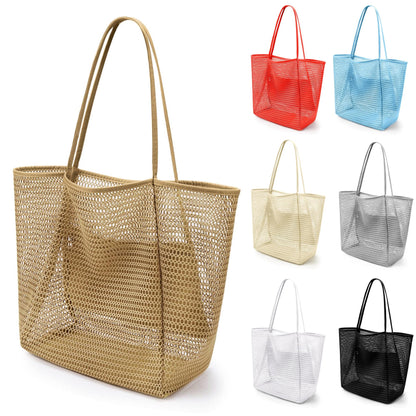 VOROLO Mesh Tote Beach Bag,Women Fairycore Hobo Bag,Shoulder Bag,Soft Summer Casual Crochet Bags