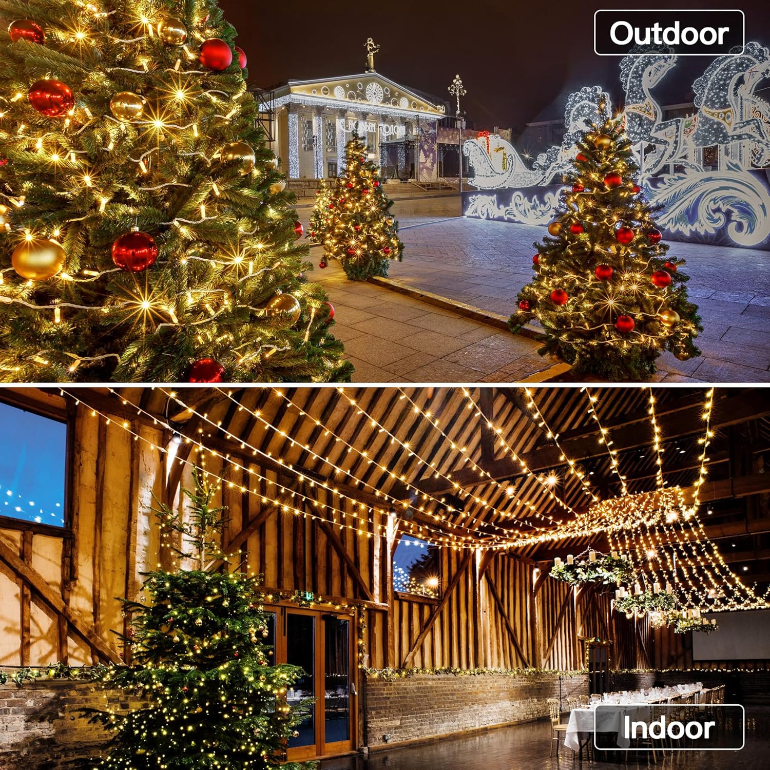328FT 1000 LED Christmas Lights Outdoor Waterproof, Timer & Memory Function, 8 Modes Warm White String Lights Plug in Twinkle Lights for Xmas Tree Holiday Garden Party Decor