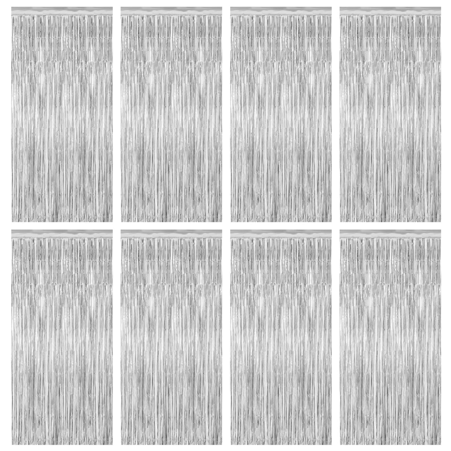 2 Pack Halloween Backdrop, 3.28 FT x 7.05 FT Foil Fringe Curtains, Orange Purple Black Party Streamer Tinsel Backdrop Curtains, Halloween Decorations Door Decor Photo Props Party Supplies