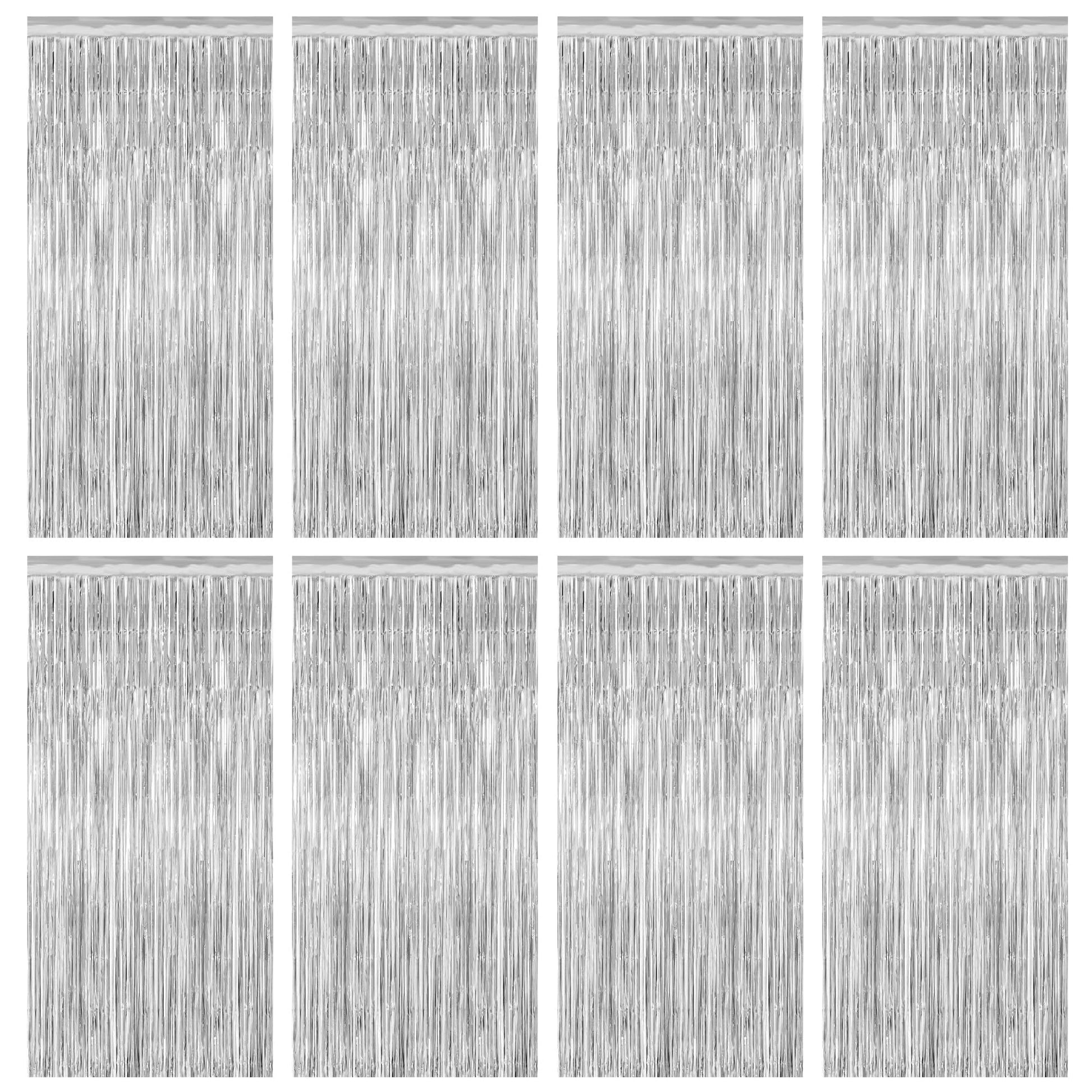 2 Pack Halloween Backdrop, 3.28 FT x 7.05 FT Foil Fringe Curtains, Orange Purple Black Party Streamer Tinsel Backdrop Curtains, Halloween Decorations Door Decor Photo Props Party Supplies