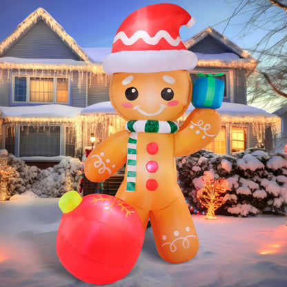 Joiedomi 8 FT Christmas Inflatables Gingerbread Man with Candy Cane, Christmas Blow Ups Gingerbread Inflatable Yard Decoration with Build-in LEDs for Xmas, Party, Outdoor, Yard, Garden, Lawn Décor