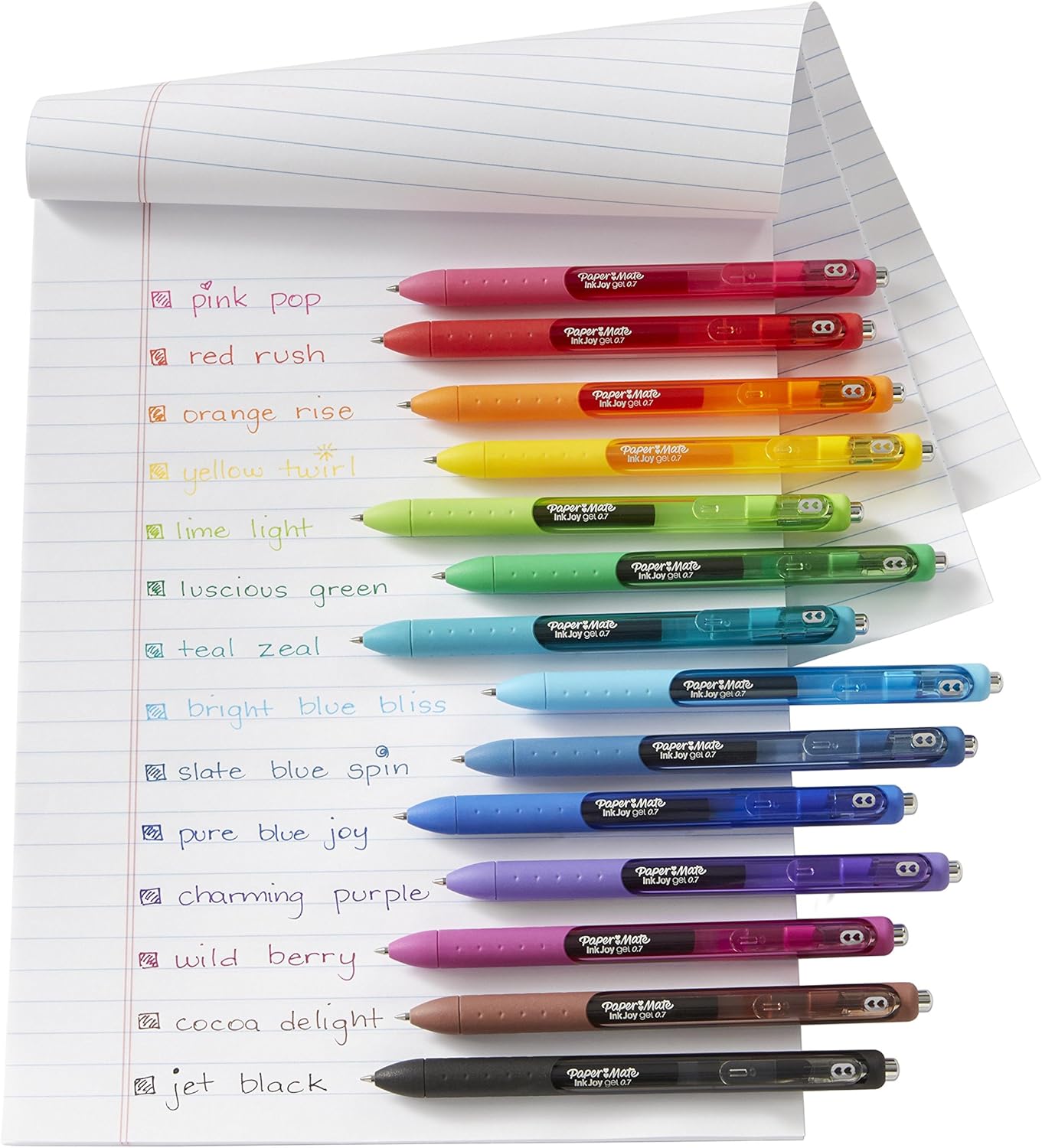 Paper Mate Inkjoy Gel Pen, Retractable, Medium 0.7 Mm, Blue Ink, Blue Barrel, Dozen