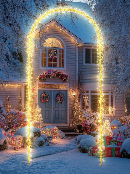 Flacchi Christmas Decoration Outdoor Arch Lights - 7.5FT 360LED Waterproof String Lights with Timer, 8 Modes for Holiday Party,Wedding, Garden, Patio (Warm White)