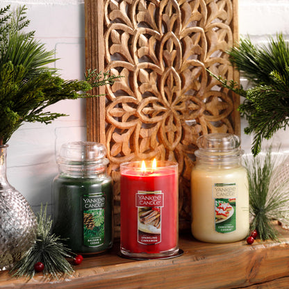 Yankee Candle Balsam & Cedar, Holiday Scented Candle, 22oz Large Jar with up to 150 Hour Burn Time, Giftable