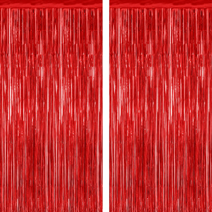 2 Pack Halloween Backdrop, 3.28 FT x 7.05 FT Foil Fringe Curtains, Orange Purple Black Party Streamer Tinsel Backdrop Curtains, Halloween Decorations Door Decor Photo Props Party Supplies