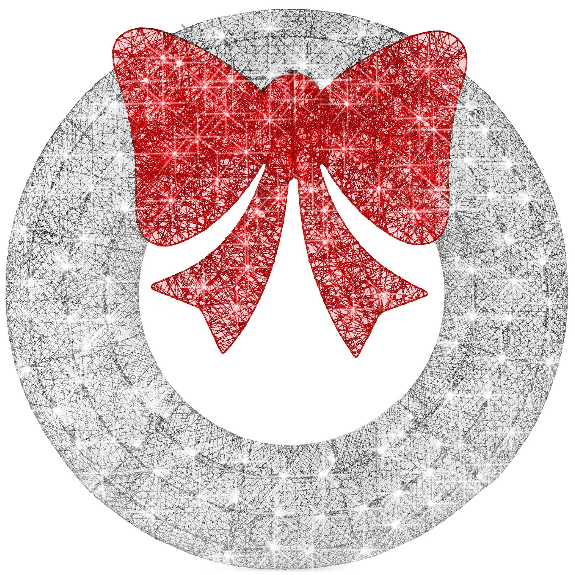 Best Choice Products 36in Pre-Lit Outdoor Christmas Wreath Decoration, LED Metal Holiday Decor for Home w/ 120 Lights, Bow - Green/Red