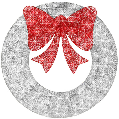 Best Choice Products 36in Pre-Lit Outdoor Christmas Wreath Decoration, LED Metal Holiday Decor for Home w/ 120 Lights, Bow - Green/Red