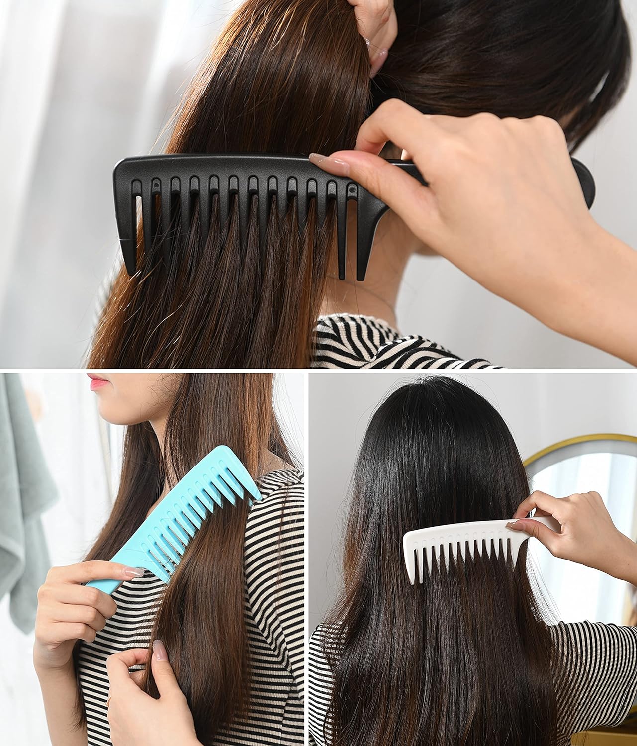 Wide Tooth Detangling Comb, Durable Styling Brush for Curly, Long and Wet Hair Types - Professional Hair Care