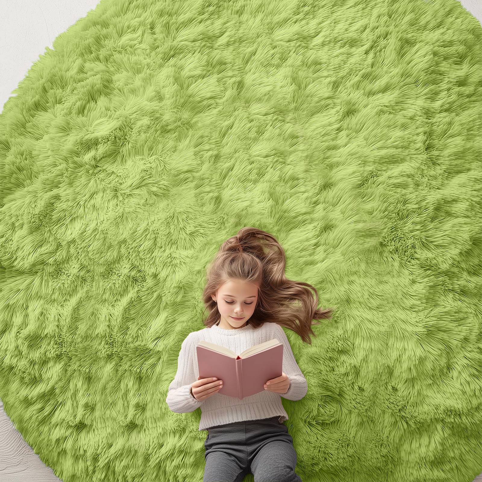 OLANLY Area Rugs for Living Room Bedroom, Machine Washable 4x5.9 ft Soft Fluffy Shaggy Bedside Rug, Indoor Floor Carpet for Kids Girls and Boys, Dorms, Nursery Rooms, Home Decor Aesthetic, Grey