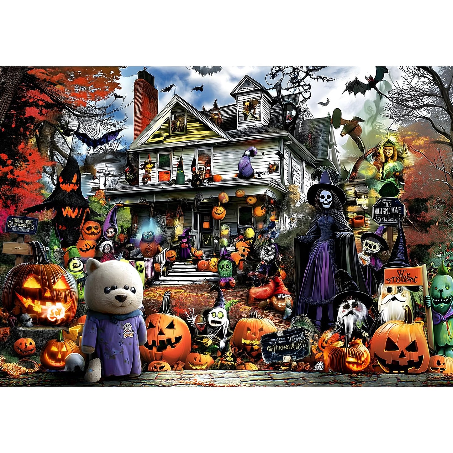 Christmas 500 Piece Jigsaw Puzzles for Adults Holiday Scene Puzzle with Letters on Back Festive Tree Stockings Fireplace Scene Fun Family Puzzles Gift for Adults Seniors（20" x 20"）
