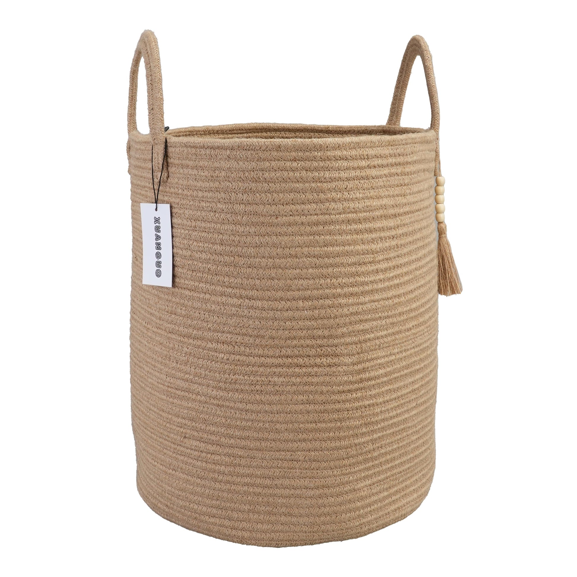 Cotton Rope Laundry Basket Hamper for Girls Kids Baby Nursery Hamper Bin Woven Storage Basket for Living Room Girls room Boho Tall Rope Baskets for Blanket Toys Large light pink