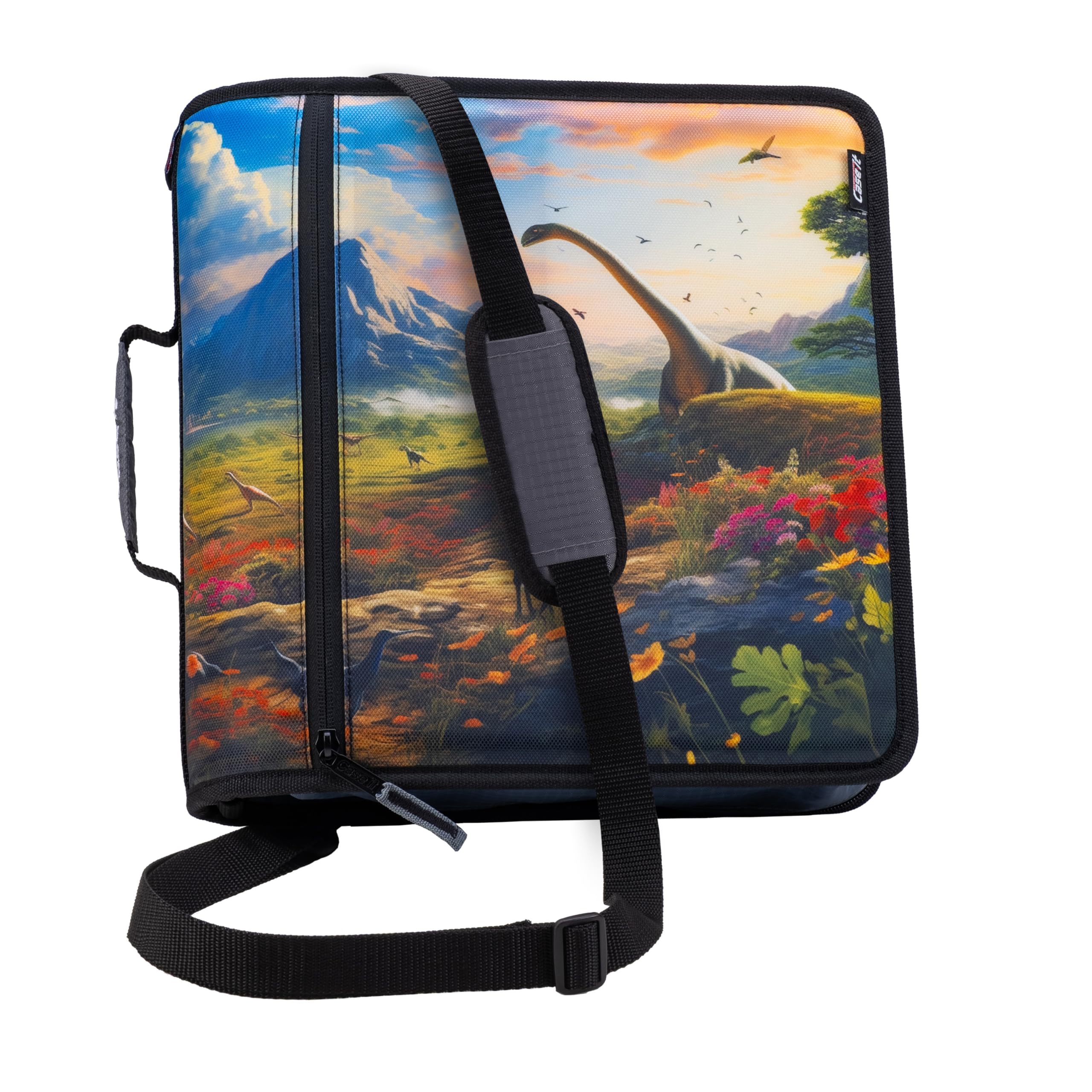 Case-it Mighty Zip Tab School Zipper Binder | 3-Inch O-Rings, 600-Sheet Capacity, 5-Subject Expanding File Folder, Multiple Pockets & Storage Organizer, Shoulder Strap | D-146 Fun Flowers