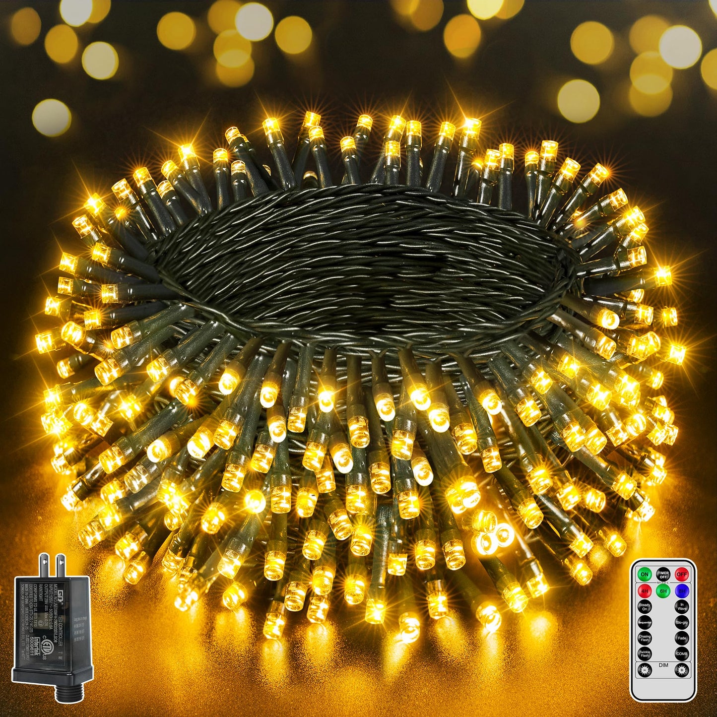 500 LED 164 FT Christmas Lights, Waterproof Outdoor String Lights with Remote and Timer, Christmas Tree Lights with 8 Modes Dimmable, Fairy Lights for Holiday Decor (Red and Green)