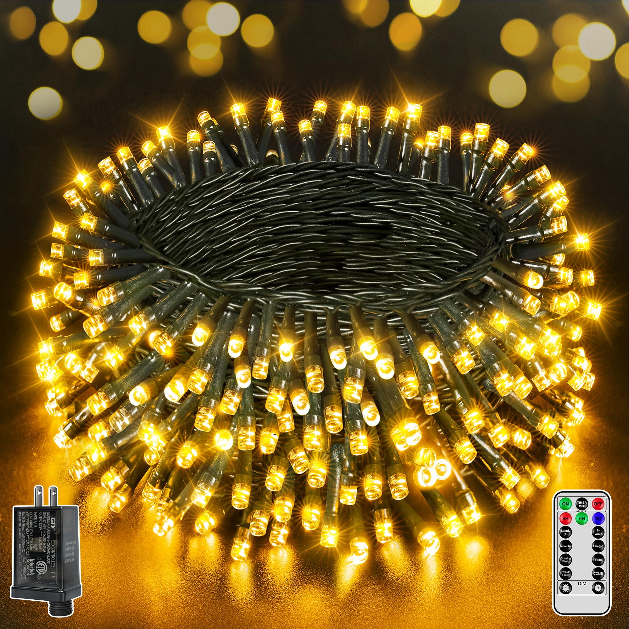 500 LED 164 FT Christmas Lights, Waterproof Outdoor String Lights with Remote and Timer, Christmas Tree Lights with 8 Modes Dimmable, Fairy Lights for Holiday Decor (Red and Green)