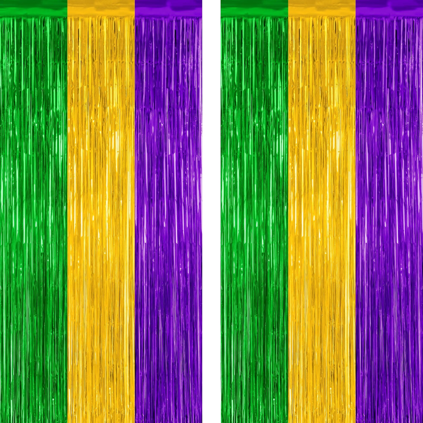 2 Pack Halloween Backdrop, 3.28 FT x 7.05 FT Foil Fringe Curtains, Orange Purple Black Party Streamer Tinsel Backdrop Curtains, Halloween Decorations Door Decor Photo Props Party Supplies