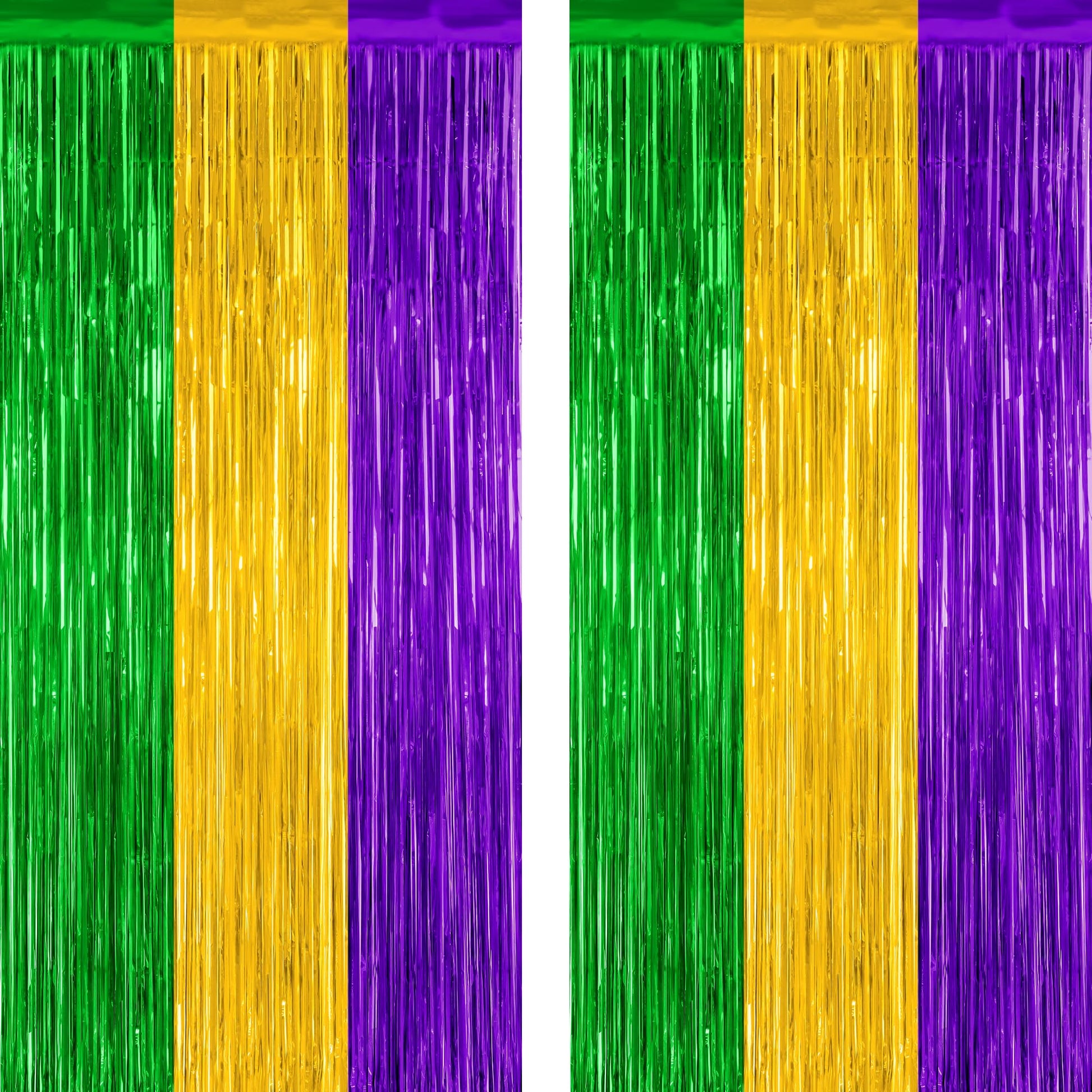 2 Pack Halloween Backdrop, 3.28 FT x 7.05 FT Foil Fringe Curtains, Orange Purple Black Party Streamer Tinsel Backdrop Curtains, Halloween Decorations Door Decor Photo Props Party Supplies