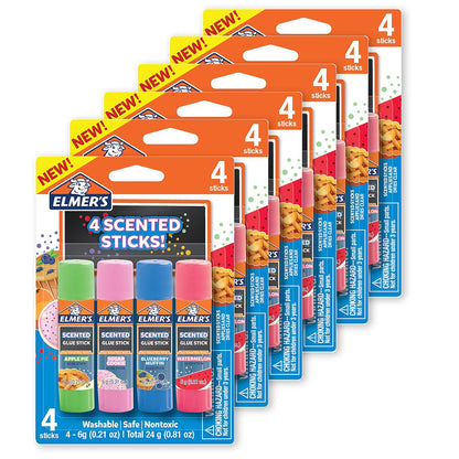 Elmer’s Scented Glue Sticks Washable Clear Assorted Scents 6 Grams 6 Packs of 4 (24 Total Count)