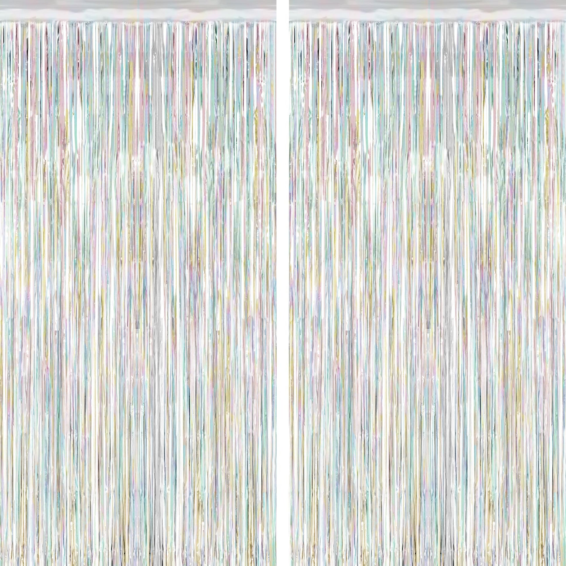 2 Pack Halloween Backdrop, 3.28 FT x 7.05 FT Foil Fringe Curtains, Orange Purple Black Party Streamer Tinsel Backdrop Curtains, Halloween Decorations Door Decor Photo Props Party Supplies